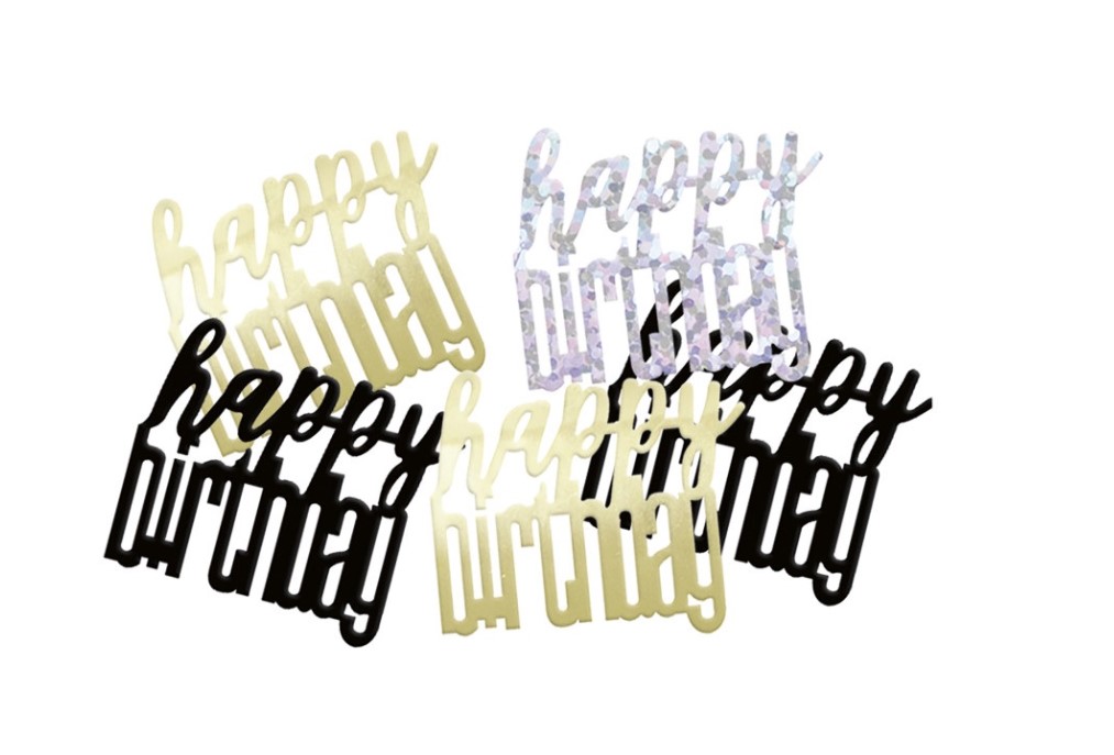 GLITZ Happy Birthday Black Foil Confetti, 14g