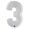 Giant Foil Number 3 Balloon - 86 cm - Matte White
