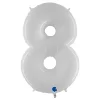 Giant Foil Number 8 Balloon - 86 cm - Matte White