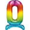 Giant Standing Foil Number 0 Balloon - 76 cm - Rainbow
