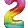 Giant Standing Foil Number 2 Balloon - 76 cm - Rainbow