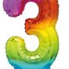 Giant Standing Foil Number 3 Balloon - 76 cm - Rainbow