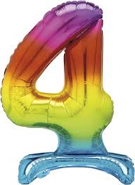 Giant Standing Foil Number 4 Balloon - 76 cm - Rainbow
