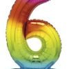Giant Standing Foil Number 6 Balloon - 76 cm - Rainbow