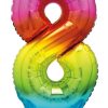 Giant Standing Foil Number 8 Balloon - 76 cm - Rainbow