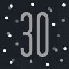 Glitz Black & Silver 30th Birthday Napkins, Pack of 16