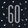 Glitz Black & Silver 60th Birthday Napkins, Pack of 16
