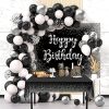 Glitz Black & Silver Birthday Plastic Tablecloth, 7ft x 4.5ft