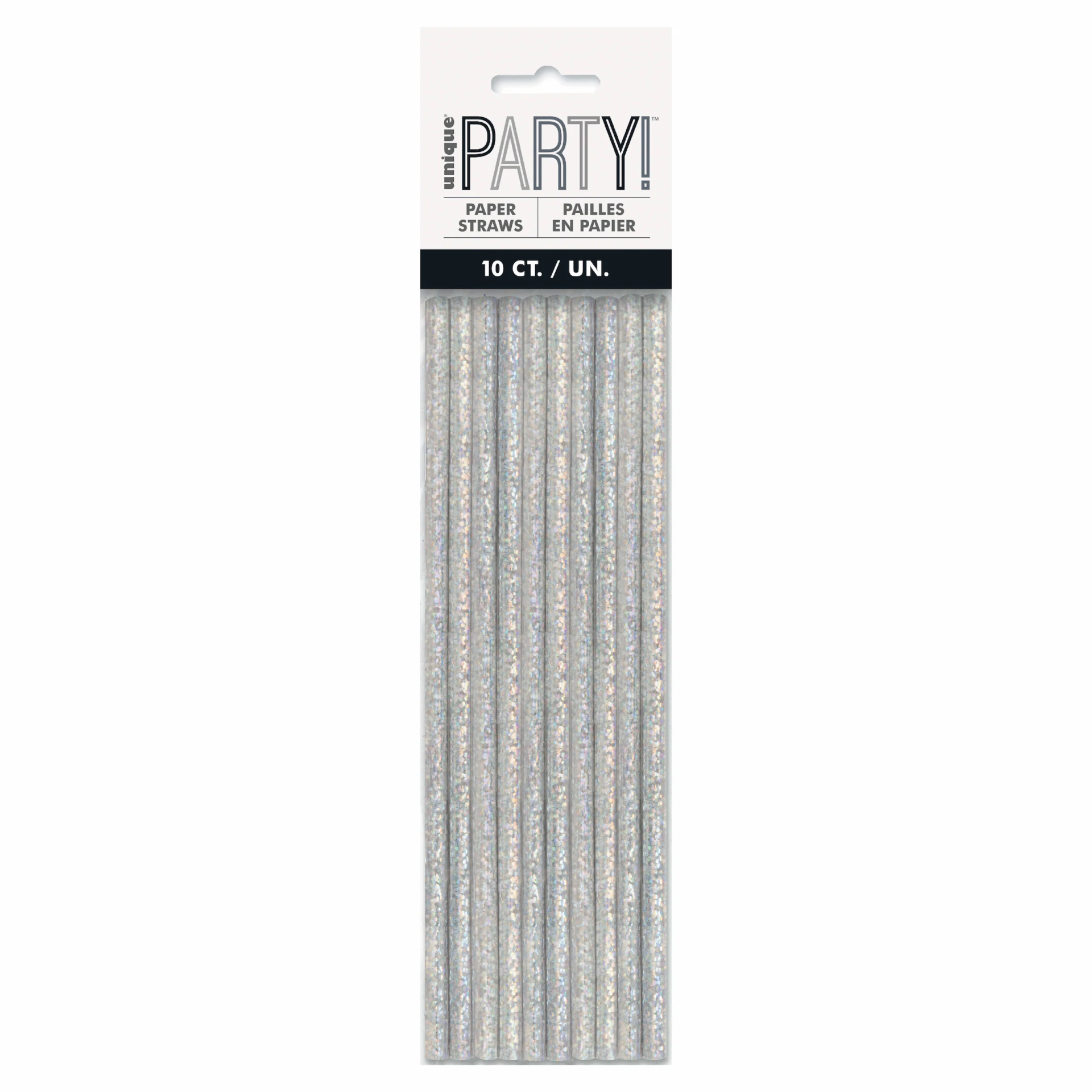Glitz Black & Silver Paper Straws, Pack of 10