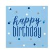 Glitz Blue & Silver Happy Birthday Napkins, Pack of 16