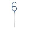 Glitz Blue Number 6 Sparkler Candle
