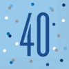 Glitz Blue & Silver 40th Birthday Napkins, Pack of 16