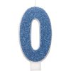 Glitz Blue & Silver Number 0 Birthday Candle