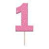 Glitz Pink Number 1 Sparkler Candle