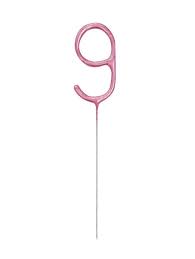 Glitz Pink Number 9 Sparkler Candle