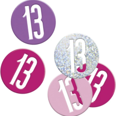 Glitz Pink & Silver 13th Birthday Confetti