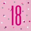 Glitz Pink & Silver 18th Birthday Napkins, Pack of 16