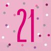 Glitz Pink & Silver 21st Birthday Napkins, Pack of 16
