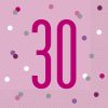 Glitz Pink & Silver 30th Birthday Napkins, Pack of 16