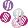 Glitz Pink & Silver 90th Birthday Confetti