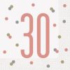 Glitz Rose Gold 30th Birthday Napkins, Pack of 16
