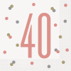 Glitz Rose Gold 40th Birthday Napkins, Pack of 16