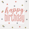 Glitz Rose Gold Happy Birthday Napkins, Pack of 16