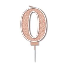 Glitz Rose Gold Number 0 Sparkler Candle