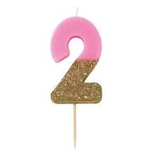 Glitz Rose Gold Number 2 Sparkler Candle