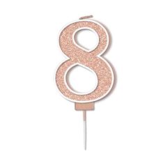 Glitz Rose Gold Number 8 Sparkler Candle