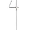 Glitz Silver Number 4 Sparkler Candle