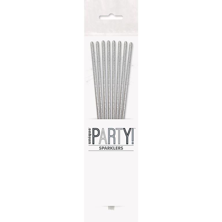 Glitz Silver Sparkler Candles, Pack of 8