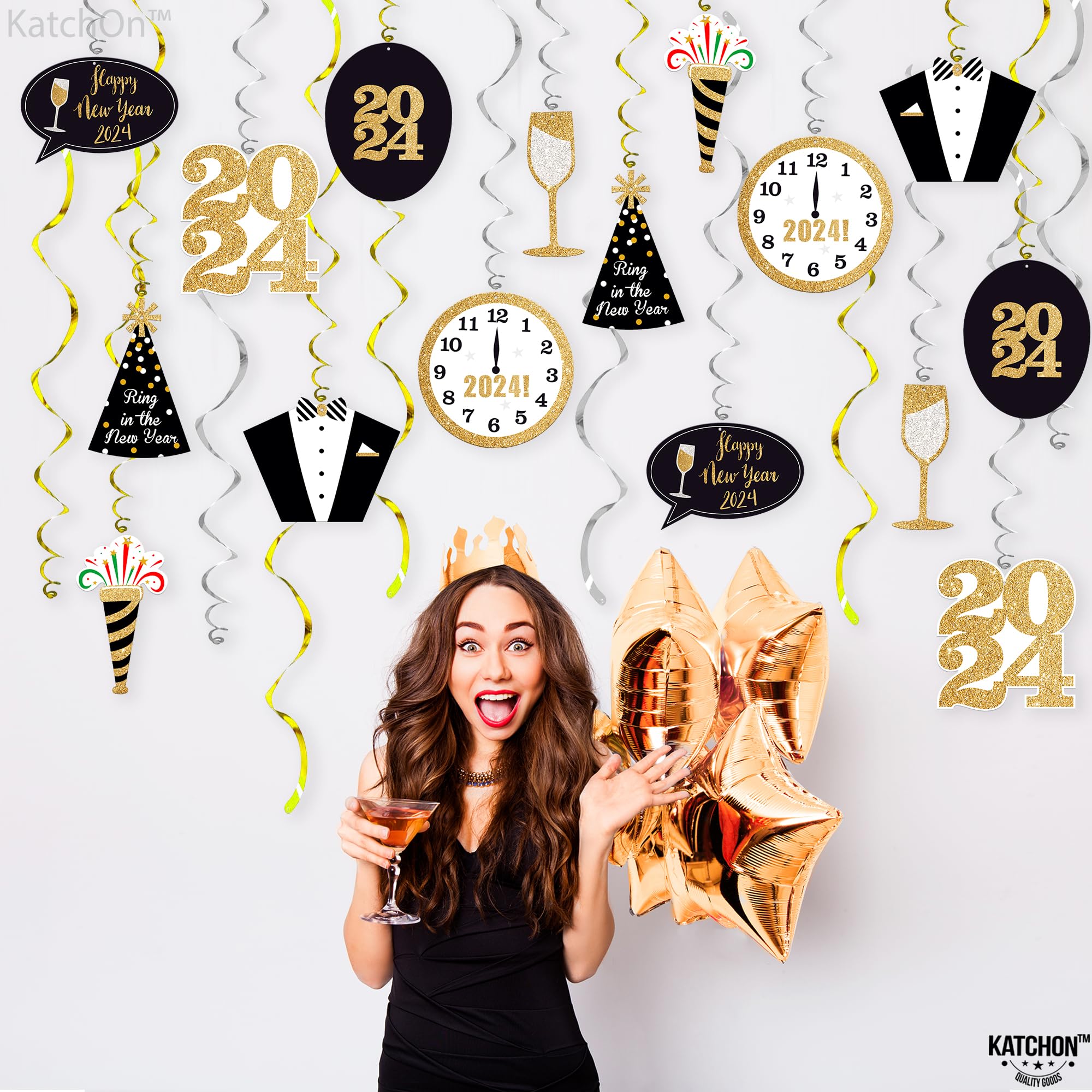 26" Hanging Neon Dots New Years Eve Decorations, Pack of 3