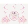 Hanging Pink Elephant Baby Shower Decorations, Pack of 3