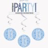 Hanging Swirl Glitz Blue & Silver 13th Birthday Decorations, Pack of 6