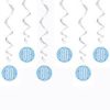 Hanging Swirl Glitz Blue & Silver 80th Birthday Decorations, Pack of 6