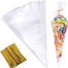 Large Clear Cone Cellophane Bags, Pack of 25