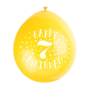 9" Latex Assorted Happy 7th Birthday Balloons, Pack of 10