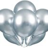 11" Latex Silver Platinum Balloons, Pack of 6