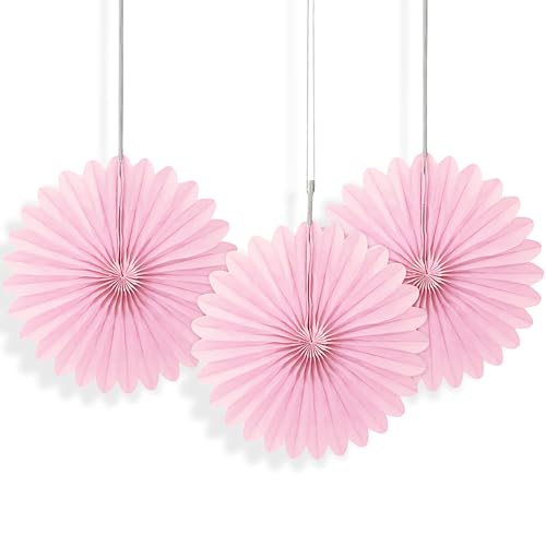 Lovely Pink Solid 6" Tissue Paper Fans, 3ct