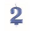 Metallic Blue Number 2 Birthday Candle