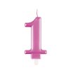 Metallic Pink Number 1 Birthday Candle