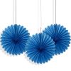 Mini Royal Blue Tissue Paper Fan Decorations, Pack of 3