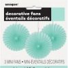 Mini Tissue Paper Fan Decorations - 15 cm - Teal Colour - Pack of 3