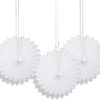 Mini White Tissue Paper Fan Decorations, Pack of 3