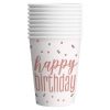 Paper Cups - 266 ml - Glitz Foil Rose Gold Birthday - Pack of 8