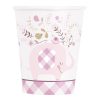 Paper Cups - 266 ml - Pink Floral Elephant Baby Shower - Pack of 8