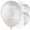 12" Latex Assorted Happy 60th Anniversary Balloons, Pack of 5