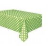 Plastic Lime Green Polka Dot Tablecloth, 7ft x 4.5ft