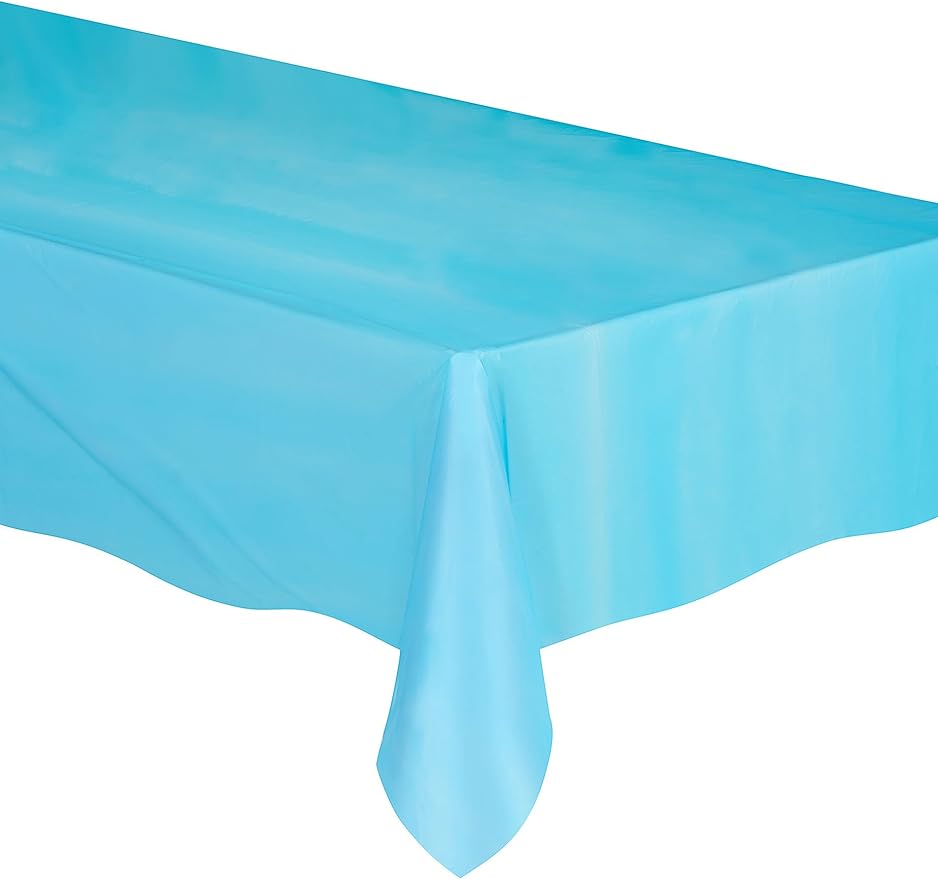 Powder Blue Plastic Tablecloth, 9ft x 4.5ft